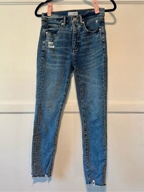 LOFT Distressed High-Rise Skinny Jeans in Medium Blue Wash